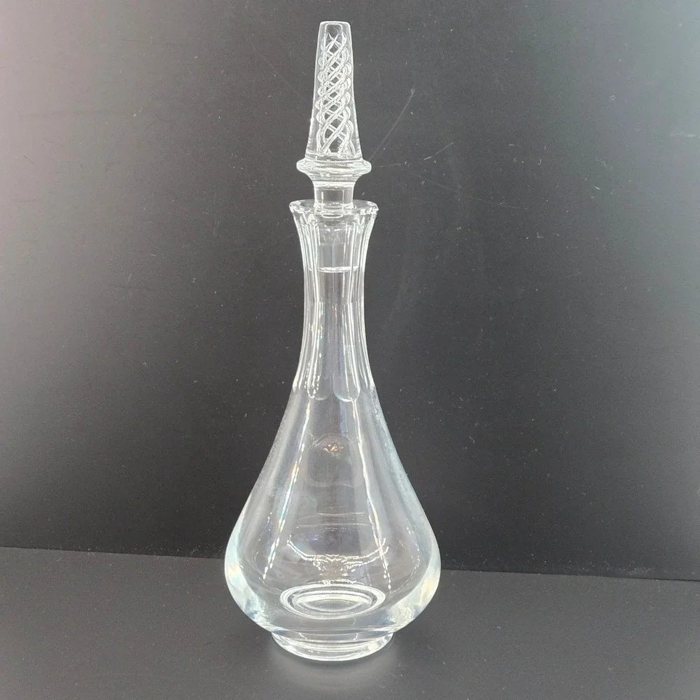 Stuart Crystal Air Twist Stopper Decanter Clear Glass Fluted Neck Vintage 15.5in